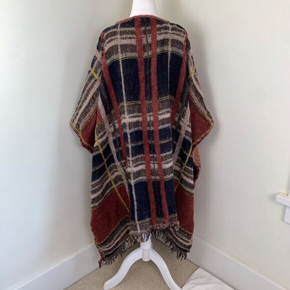 Anthropologie Aszakka Embroidered Beaded Wool Blend Poncho Cape Sweater S M L XL - Picture 4 of 13